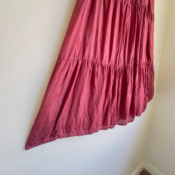 Vintage Tiered Maxi Skirt Urban Rayon Rouge Crinkle Semi Sheer Boho Peasant Sz S - Picture 5 of 9